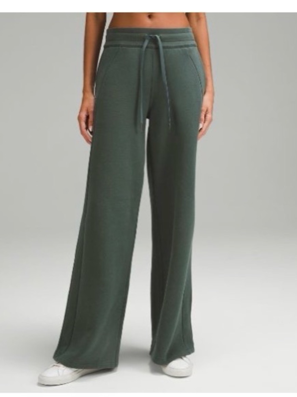 Lululemon Scuba Mid-Rise Wide-Leg Drawstring Sweatpants - Dark Forest